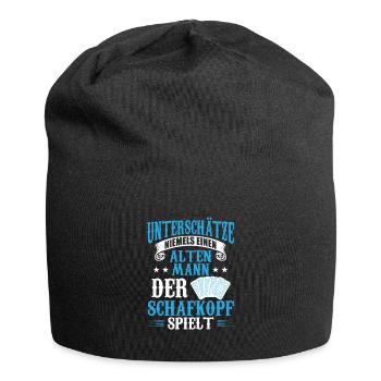 Schafkopf bayrisches Kartenspiel Schafkopfen - Jersey-Beanie - Schwarz - Vorne