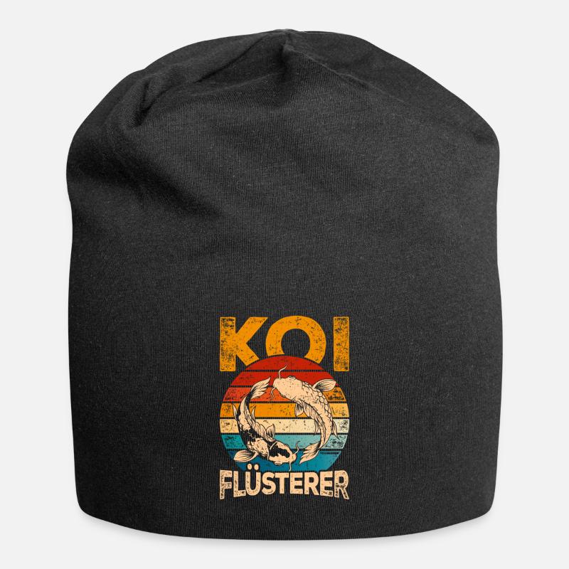 Retro Koi Karpfen - Jersey-Beanie - Schwarz