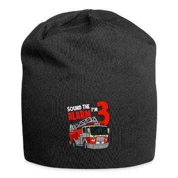 3ème anniversaire année pompiers Trois cadeau d’alarme - Bonnet en jersey - noir - Devant
