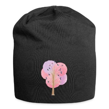 Vogel BaumVögel Beobachten Vogelschwarm Geschenk - Jersey-Beanie - Schwarz - Vorne