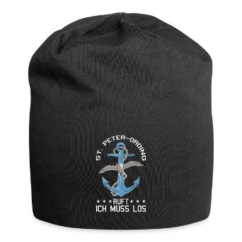 St. Peter-Ording ruft Anker Nordfriesland Seebad - Jersey-Beanie - Schwarz - Vorne
