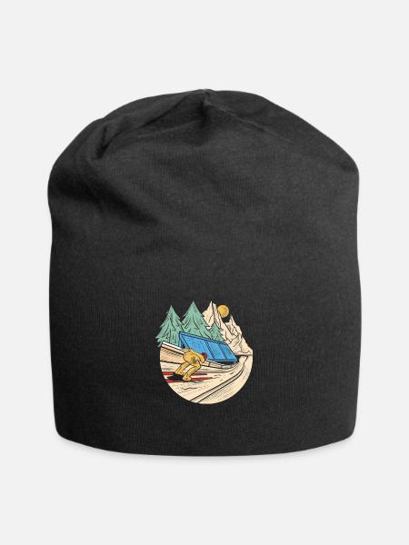 Skispringer auf der Sprungschanze, Zieeeehhh - Jersey-Beanie - Schwarz