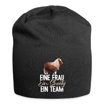 Shetty und Frau ein Team Shetland Pony reiten - Jersey-Beanie - Schwarz - Vorne