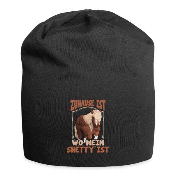Shetty zuhause Spruch Shetland Pony reiten - Jersey-Beanie - Schwarz - Vorne