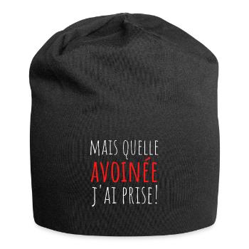 Quelle avoinée j ai prise! expression savoyarde - Bonnet en jersey - noir - Devant