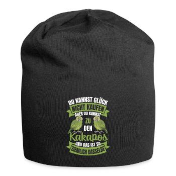 Kakapos Glück Spruch Papagei - Jersey-Beanie - Schwarz - Vorne