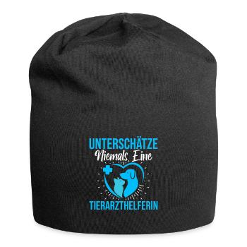 Unterschätze niemals Tierarzthelferin TFA - Jersey-Beanie - Schwarz - Vorne