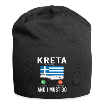 Kreta ruft ich muss los Griechenland Urlaub - Jersey-Beanie - Schwarz - Vorne