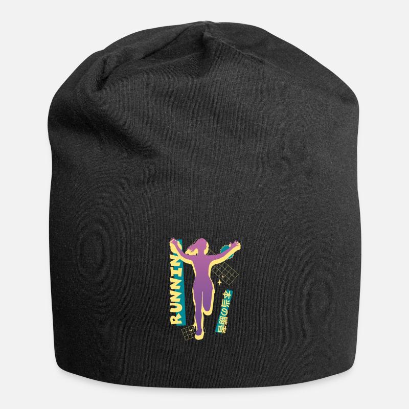 Vaporwave Synthwave Marathon, Trail Running - Bonnet en jersey - noir