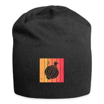 Onion Lover Retro Vegetables Vegan Gift idea - Jersey-Beanie - Schwarz - Vorne