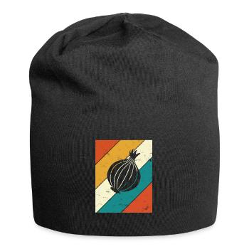 Onion Lover Retro Vegetables Vegan Gift idea - Jersey-Beanie - Schwarz - Vorne