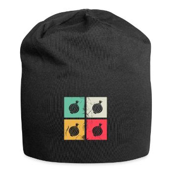 Onion Lover Retro Vegetables Vegan Gift idea - Jersey-Beanie - Schwarz - Vorne