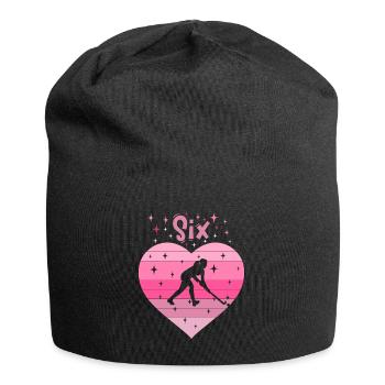 Hockeyspielerin 6. Geburtstag - Jersey-Beanie - Schwarz - Vorne