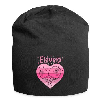 Tischtennis Mädchen 11. Geburtstag - Jersey-Beanie - Schwarz - Vorne