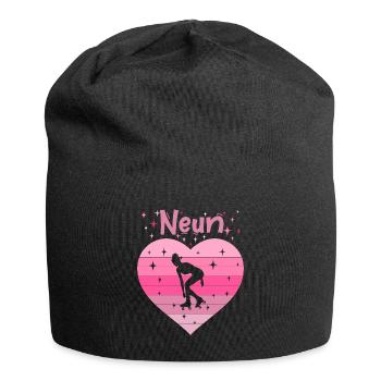 Herz Liebe Sport Rollschuh Mädchen 9. Geburtstag - Jersey-Beanie - Schwarz - Vorne