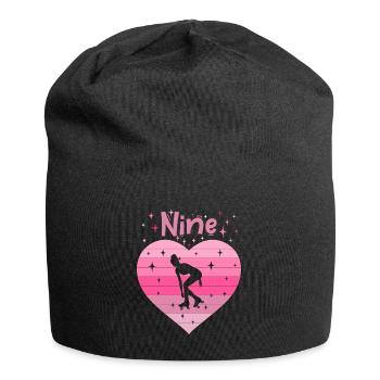 Herz Liebe Sport Rollschuh Mädchen 9. Geburtstag - Jersey-Beanie - Schwarz - Vorne