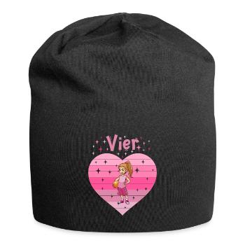 Herz Liebe Sport Basketball Mädchen 4. Geburtstag - Jersey-Beanie - Schwarz - Vorne