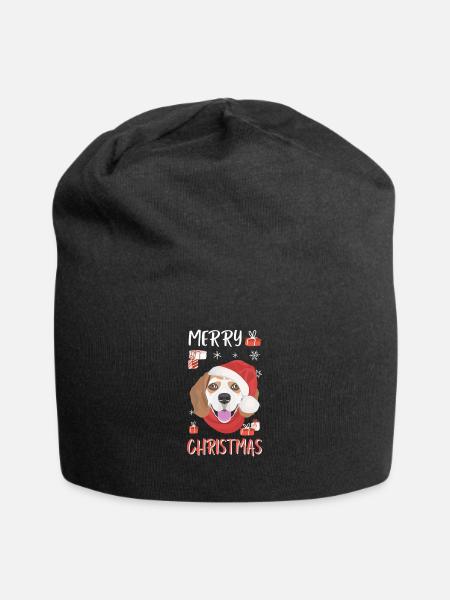 Beagle Frohe Weihnachten - Jersey-Beanie - Schwarz