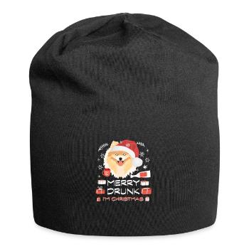 Zwergspitz Weihnachtsmarkt - Jersey-Beanie - Schwarz - Vorne