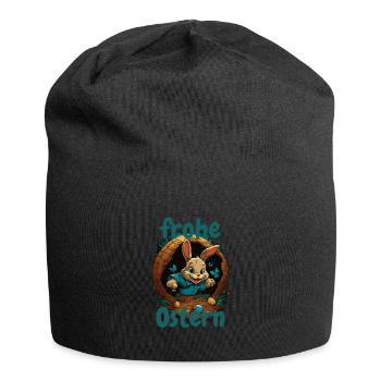 frohe Ostern Osterhase im Osterkorb Hase Easter - Jersey-Beanie - Schwarz - Vorne