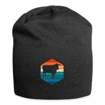 Cow Retro Moo Farmer Milk Farm Gift - Jersey Beanie - black - Front