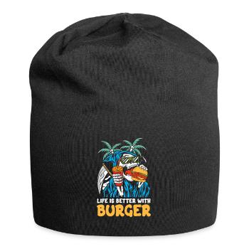 Mit Burger ist das Leben besser | Reaper Beach Schädel - Jersey-Beanie - Schwarz - Vorne