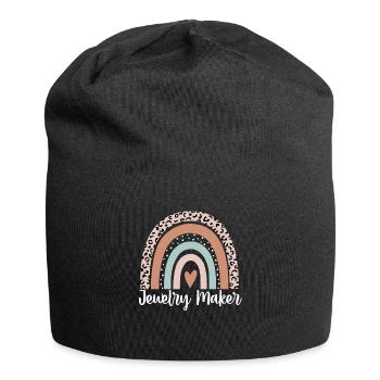 Jewelry Maker Rainbow Leopard Funny Jewelry Maker - Jersey Beanie - black - Front