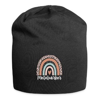 métallurgiste arc-en-ciel léopard drôle métallurgiste - Bonnet en jersey - noir - Devant