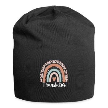 translator translation Translator Rainbow Leopard - Jersey Beanie - black - Front