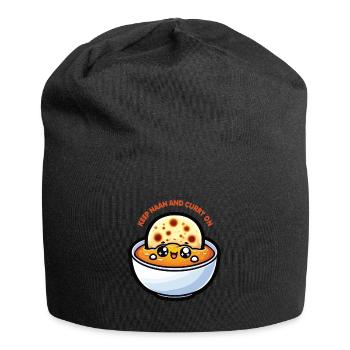 Kawaii « Keep Naan and Curry on » Design - Bonnet en jersey - noir - Devant