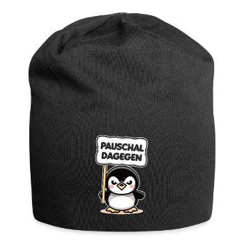 Pauschal dagegen Süßer Pinguin - Jersey-Beanie - Schwarz - Vorne