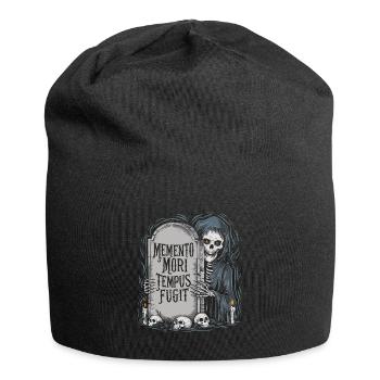 Memento Mori Tempus Fugit Skelett Stoiker - Jersey-Beanie - Schwarz - Vorne