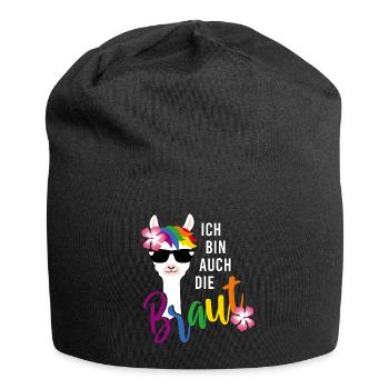 LGBT Braut Lama Junggesellinnenabschied JGA Blume - Jersey-Beanie - Schwarz - Vorne