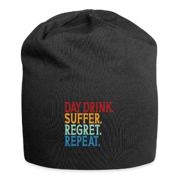 Day drink Humor Repeat Funny Day Drinking Alcohol - Jersey Beanie - black - Front