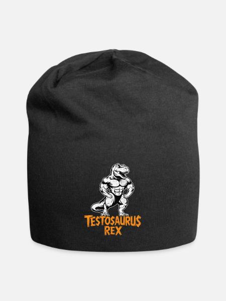 Testosaurus Rex Lustiger Bodybuilder Dinosaurier - Jersey-Beanie - Schwarz