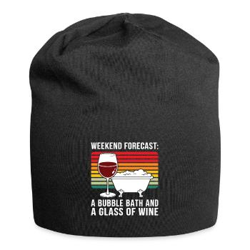 Weekend Forecast A Bubble Bath and a Glass of Wine - Jersey Beanie - black - Front