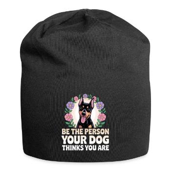 Humor Dog Doberman Woman - Jersey Beanie - black - Front