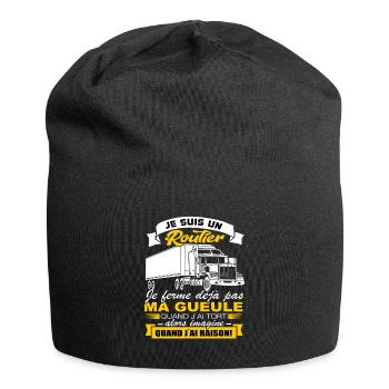 Routier Shirt • Je ferme pas ma gueule • Cadeau - Bonnet en jersey - noir - Devant