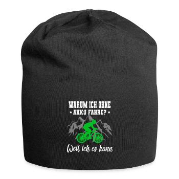 FAHRRAD Warum ich OHNE AKKU fahre weil ich es kann - Jersey-Beanie - Schwarz - Vorne
