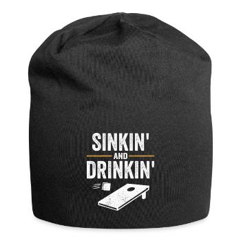 Lancer de trou de maïs et boire - Bonnet en jersey - noir - Devant