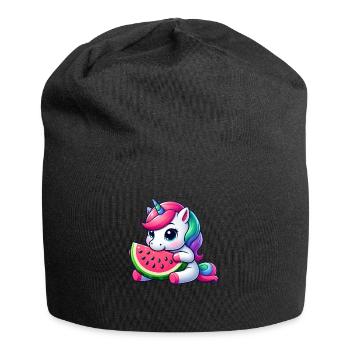 Süßes Einhorn Fruchtig Wassermelone - Jersey-Beanie - Schwarz - Vorne