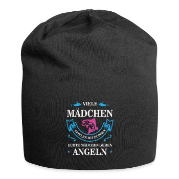 Lustige Sprüche Anglerin Angeln Fischerin Geschenk - Jersey-Beanie - Schwarz - Vorne