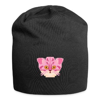 Pixel Katzen Zocker Gamer Spieler Rosa Geschenk - Jersey-Beanie - Schwarz - Vorne