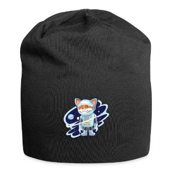 Katzen Astronaut Weltall Sterne Geschenk - Jersey-Beanie - Schwarz - Vorne