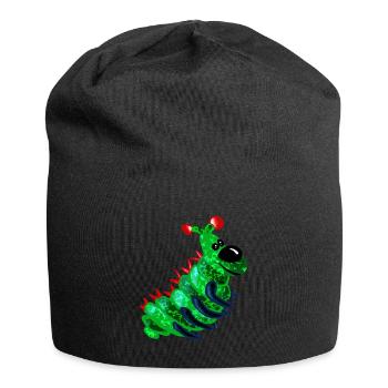 Sweet caterpillar she laughs and rejoices. - Jersey Beanie - black - Front