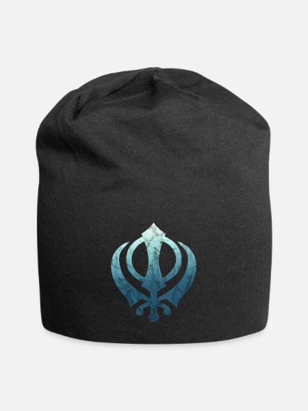 Khanda Sikh Symbol Sikhism Religion Spiritual - Jersey Beanie - black