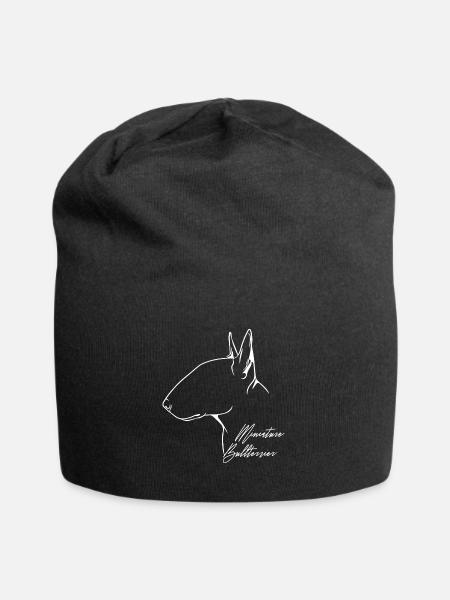 Miniature Bull Terrier Profil Chien Chiens Wilsigns - Bonnet en jersey - noir