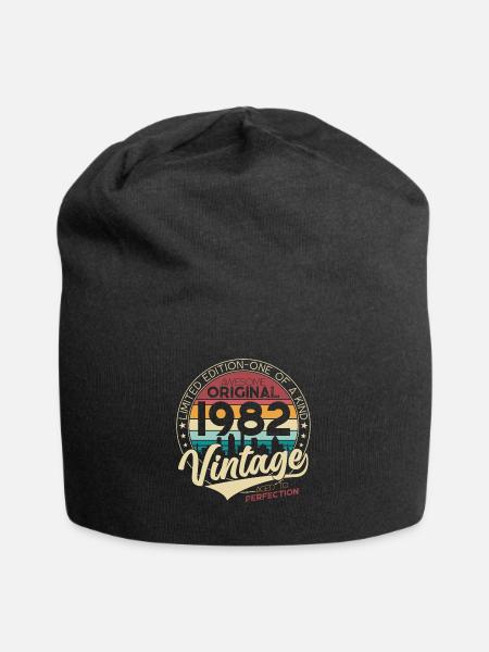 Jahrgang 1982 geboren Vintage Geburtstag Geschenk - Jersey-Beanie - Schwarz