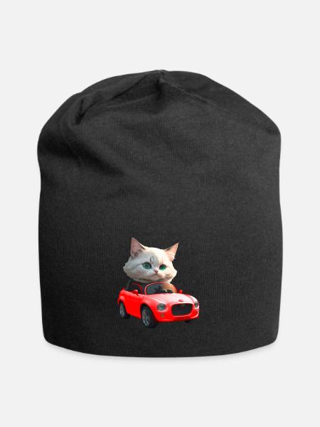 Katze fährt Cabrio - Jersey-Beanie - Schwarz