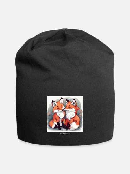 Füchse "Soulmates" seelenverwandt - Jersey-Beanie - Schwarz